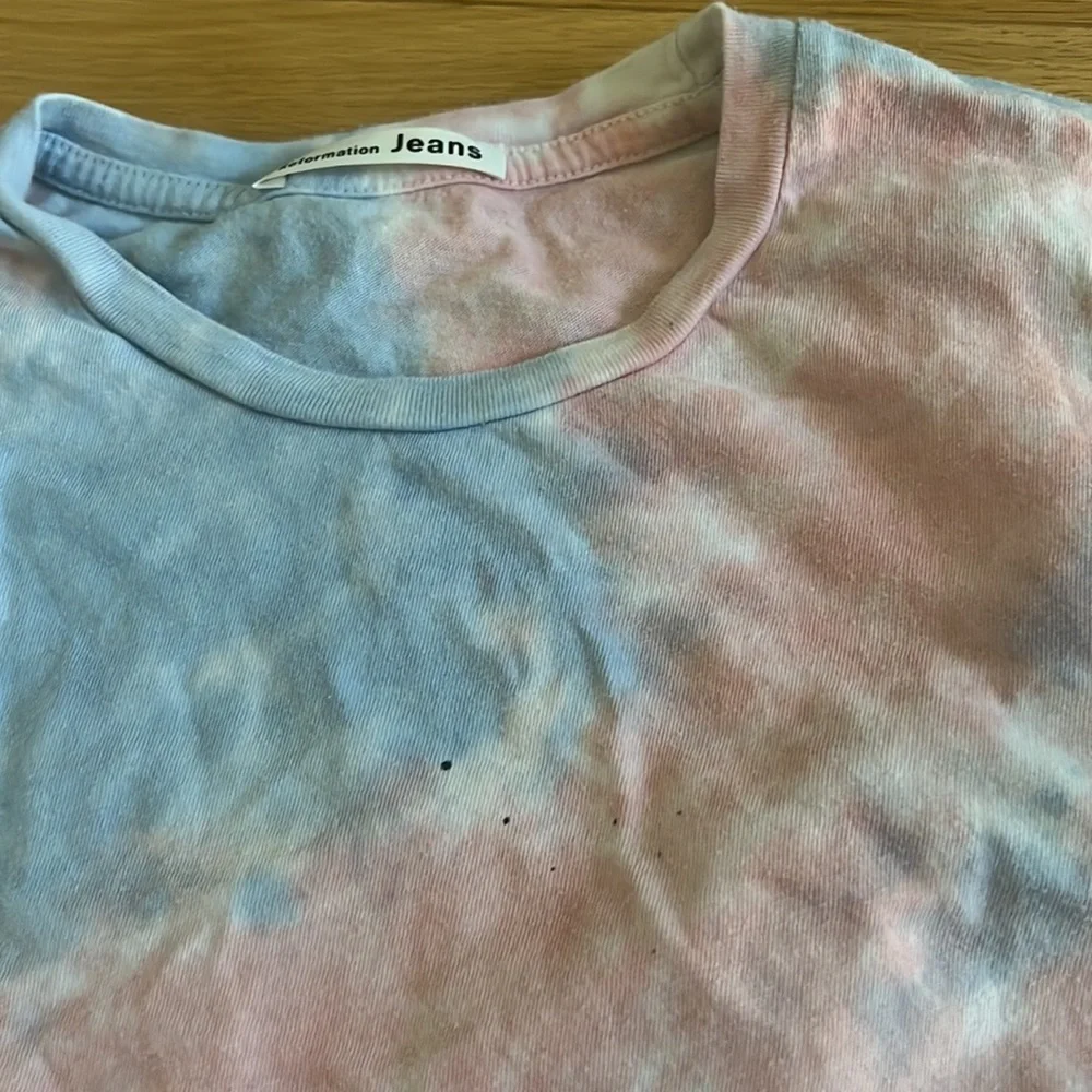 Reformation Pink Blue Tie Dye Eddie Long Sleeve Tee Shirt - Picture 4 of 4